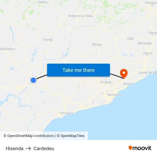 Hisenda to Cardedeu map