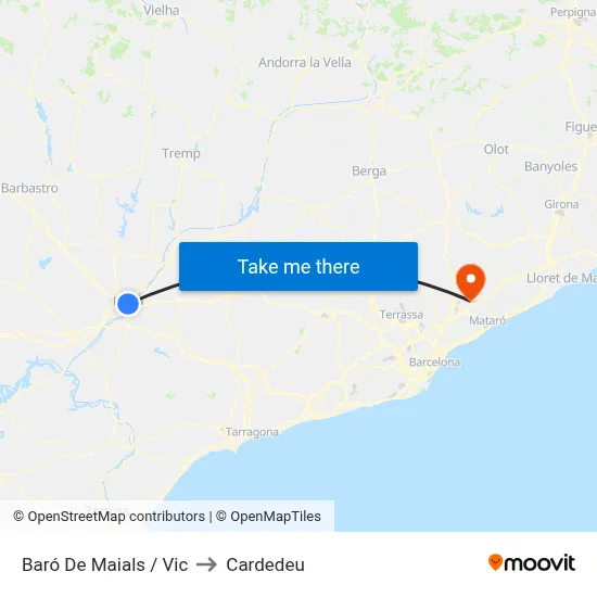 Baró De Maials / Vic to Cardedeu map