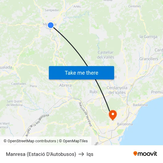 Manresa (Estació D'Autobusos) to Iqs map