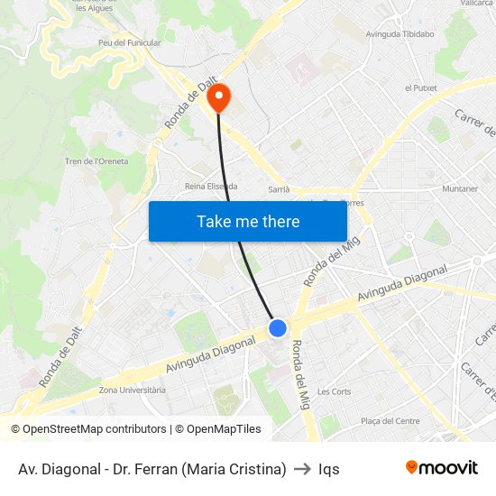 Av. Diagonal - Dr. Ferran (Maria Cristina) to Iqs map