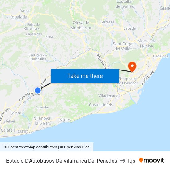 Estació D'Autobusos De Vilafranca Del Penedès to Iqs map