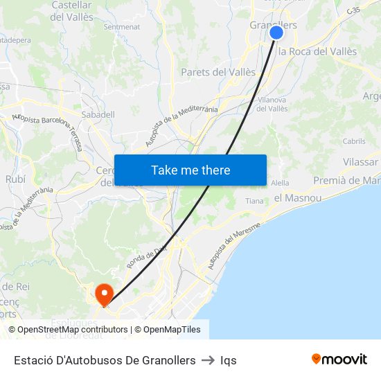 Estació D'Autobusos De Granollers to Iqs map