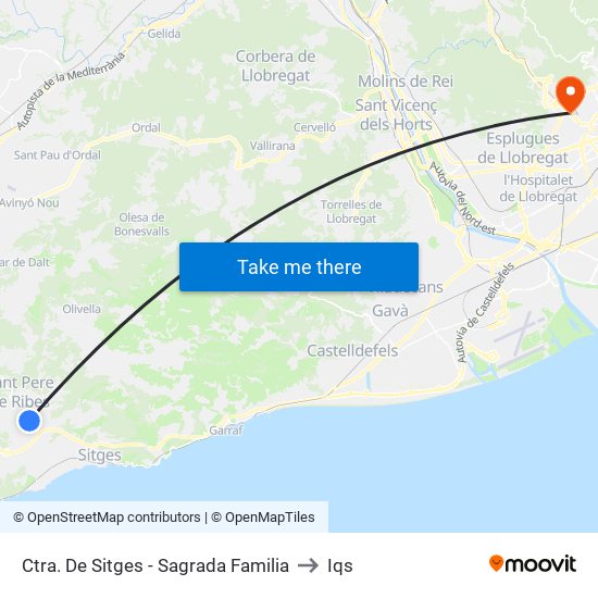 Ctra. De Sitges - Sagrada Familia to Iqs map