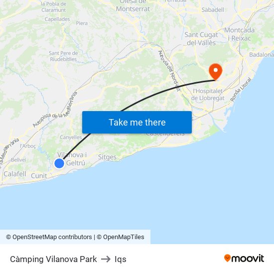 Càmping Vilanova Park to Iqs map