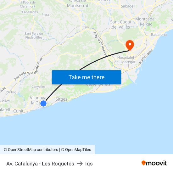 Av. Catalunya - Les Roquetes to Iqs map
