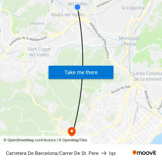 Carretera De Barcelona/Carrer De St. Pere to Iqs map