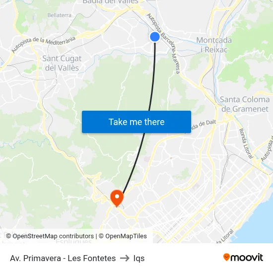 Av. Primavera - Les Fontetes to Iqs map