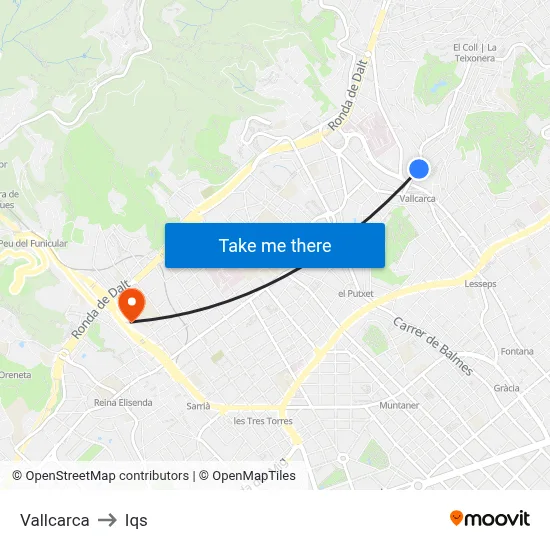 Vallcarca to Iqs map