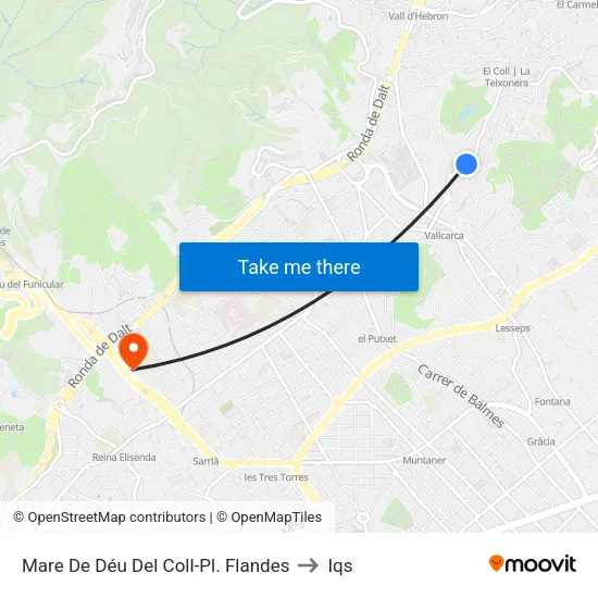 Mare De Déu Del Coll-Pl. Flandes to Iqs map