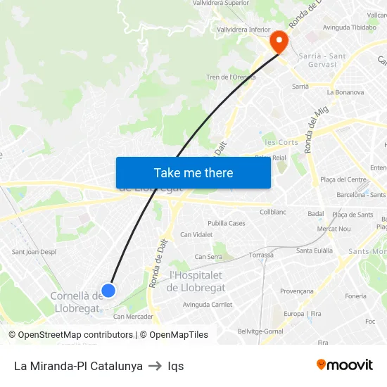 La Miranda-Pl Catalunya to Iqs map