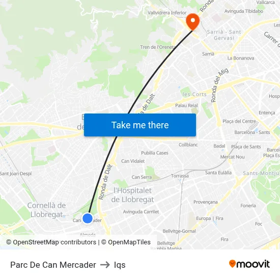 Parc De Can Mercader to Iqs map