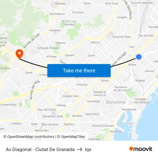 Av Diagonal - Ciutat De Granada to Iqs map