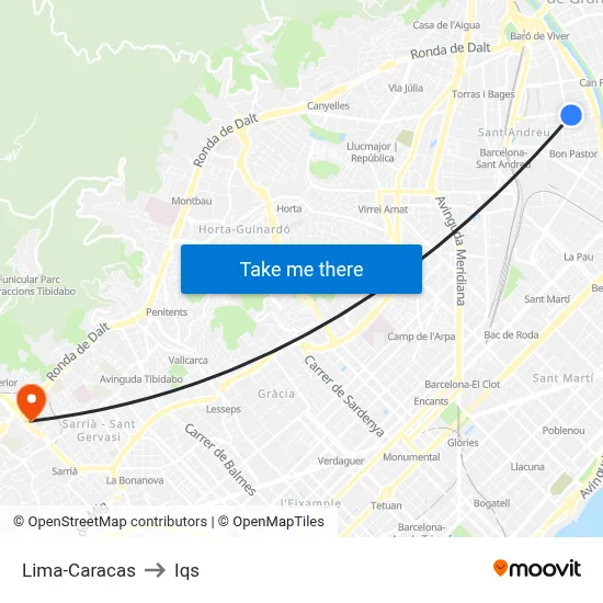 Lima-Caracas to Iqs map