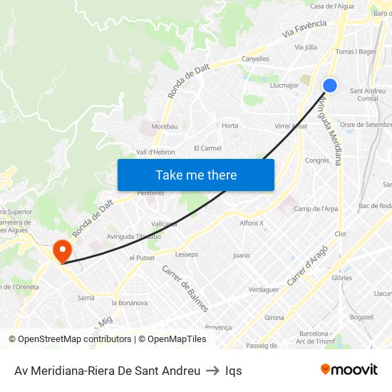 Av Meridiana-Riera De Sant Andreu to Iqs map