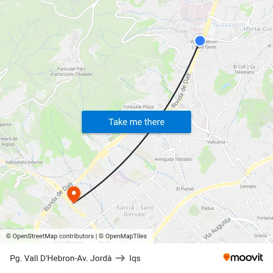 Pg. Vall D'Hebron-Av. Jordà to Iqs map
