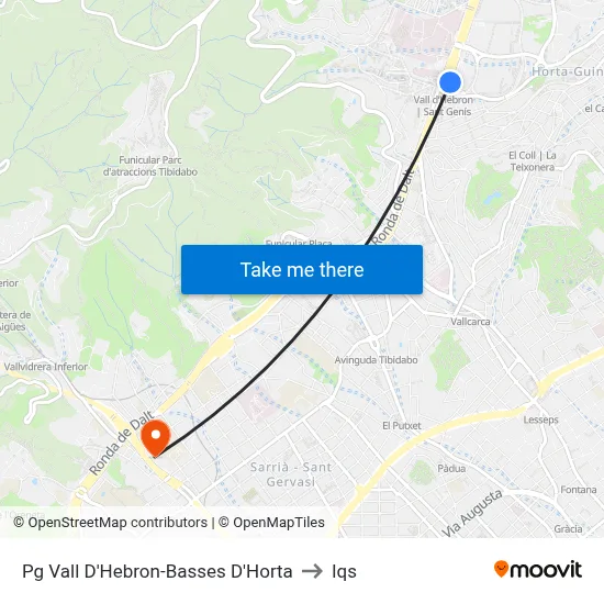 Pg Vall D'Hebron-Basses D'Horta to Iqs map