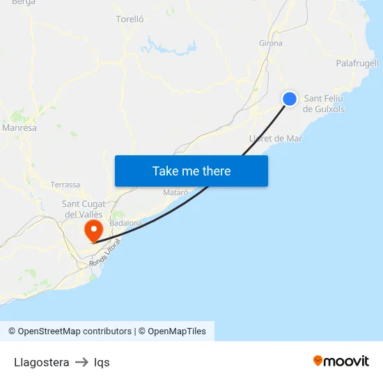 Llagostera to Iqs map