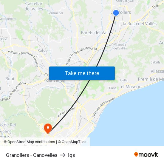 Granollers - Canovelles to Iqs map