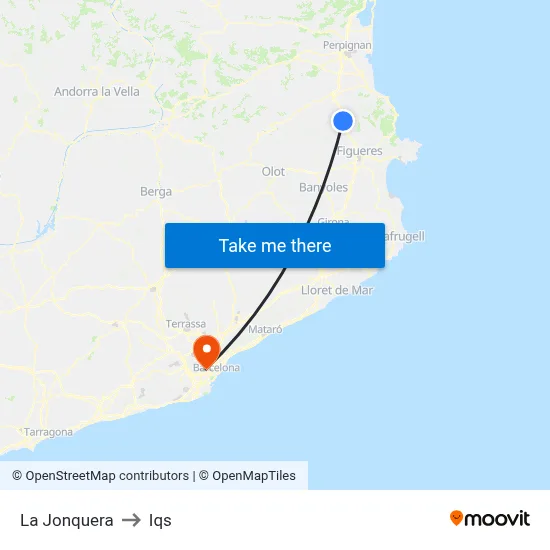 La Jonquera to Iqs map