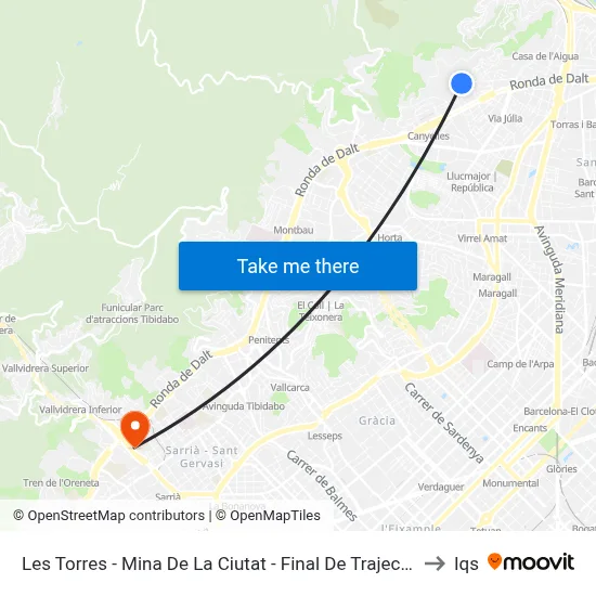 Les Torres - Mina De La Ciutat - Final De Trajecte to Iqs map