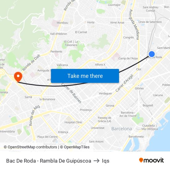 Bac De Roda - Rambla De Guipúscoa to Iqs map