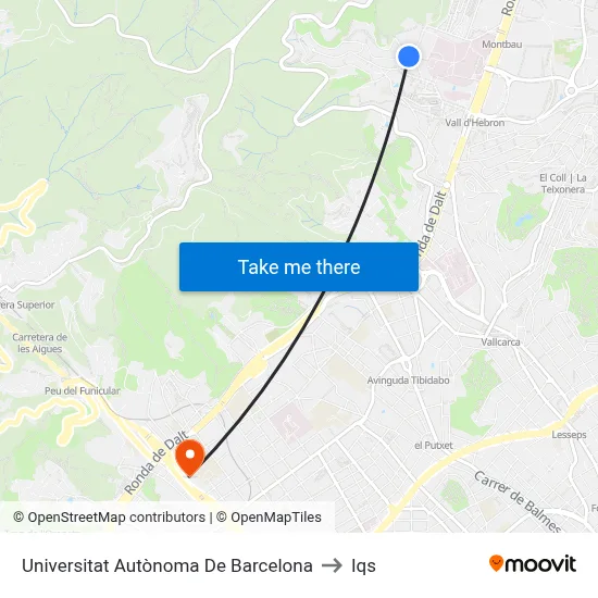 Universitat Autònoma De Barcelona to Iqs map