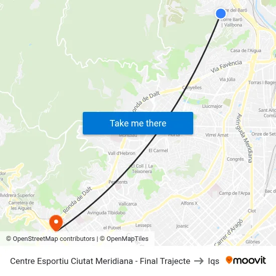 Centre Esportiu Ciutat Meridiana - Final Trajecte to Iqs map