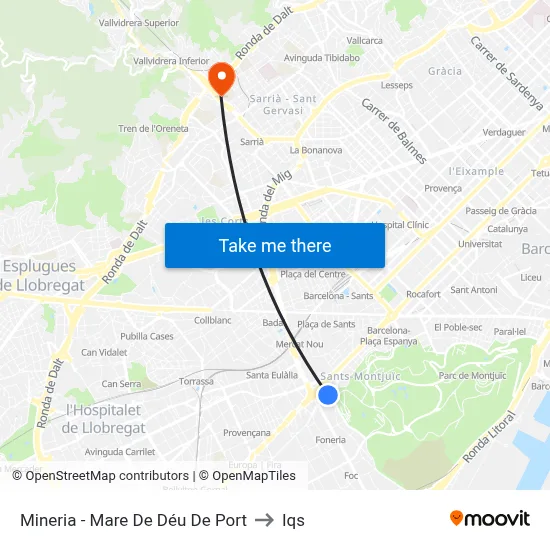 Mineria - Mare De Déu De Port to Iqs map