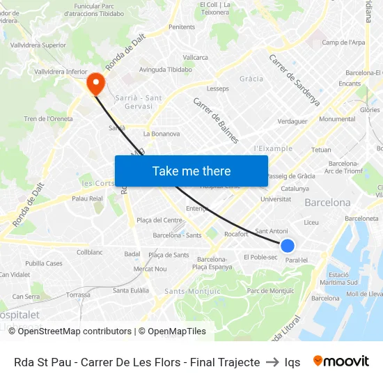 Rda St Pau - Carrer De Les Flors - Final Trajecte to Iqs map