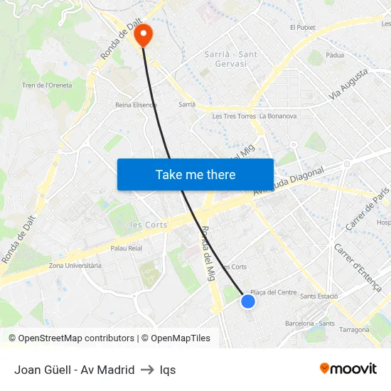 Joan Güell - Av Madrid to Iqs map