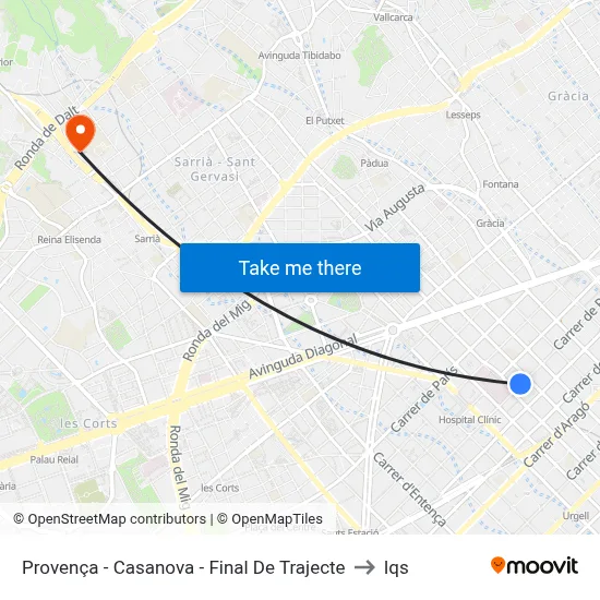 Provença - Casanova - Final De Trajecte to Iqs map