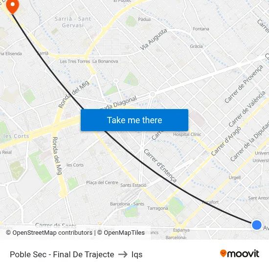 Poble Sec - Final De Trajecte to Iqs map