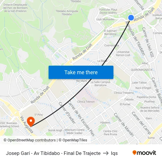 Josep Garí - Av Tibidabo - Final De Trajecte to Iqs map