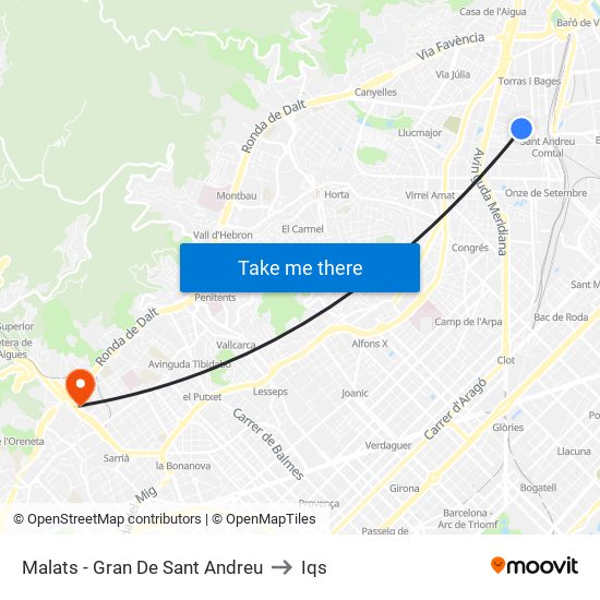 Malats - Gran De Sant Andreu to Iqs map