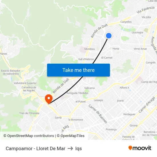 Campoamor - Lloret De Mar to Iqs map
