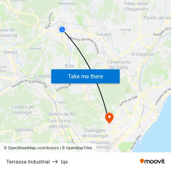 Terrassa Industrial to Iqs map