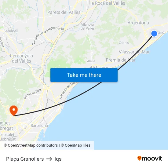 Plaça Granollers to Iqs map