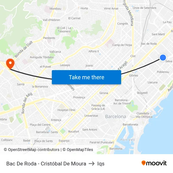 Bac De Roda - Cristóbal De Moura to Iqs map