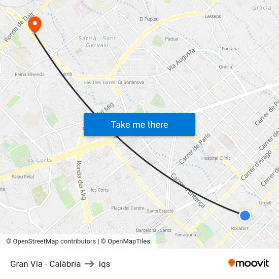 Gran Via - Calàbria to Iqs map