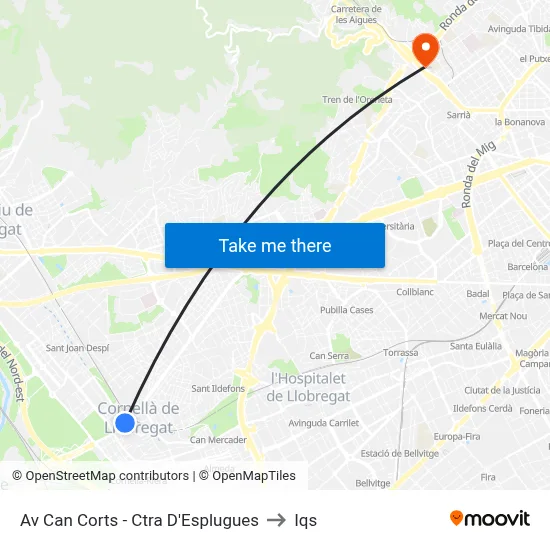 Av Can Corts - Ctra D'Esplugues to Iqs map