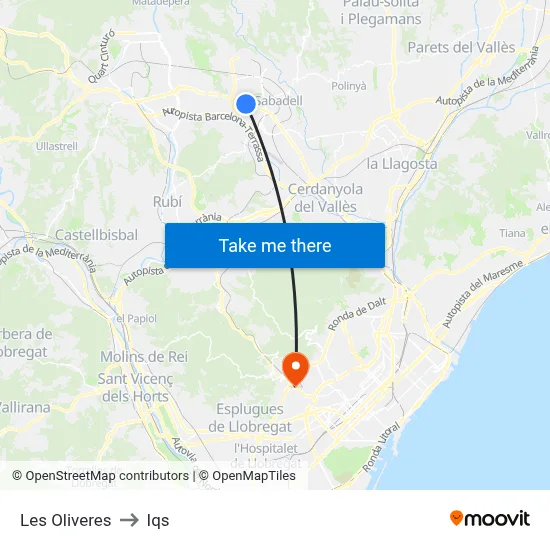 Les Oliveres to Iqs map