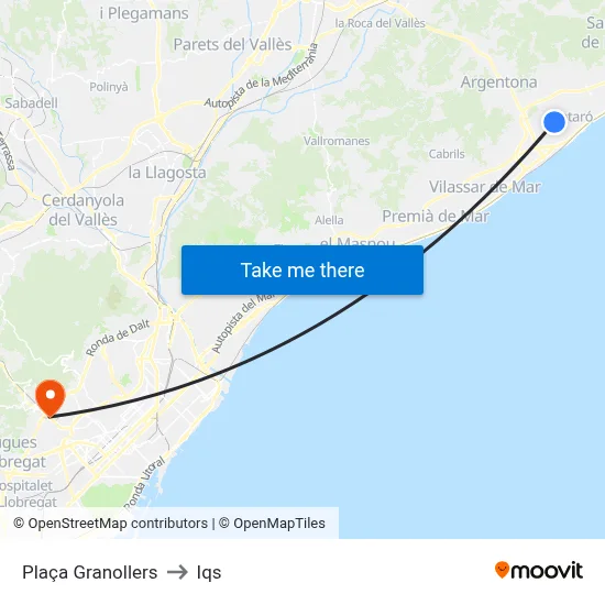 Plaça Granollers to Iqs map