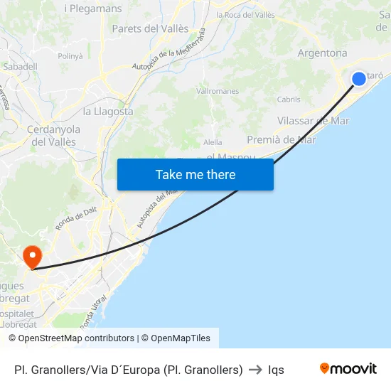 Pl. Granollers/Via D´Europa (Pl. Granollers) to Iqs map
