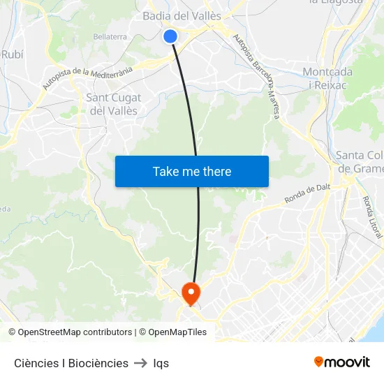 Ciències - Biociències to Iqs map