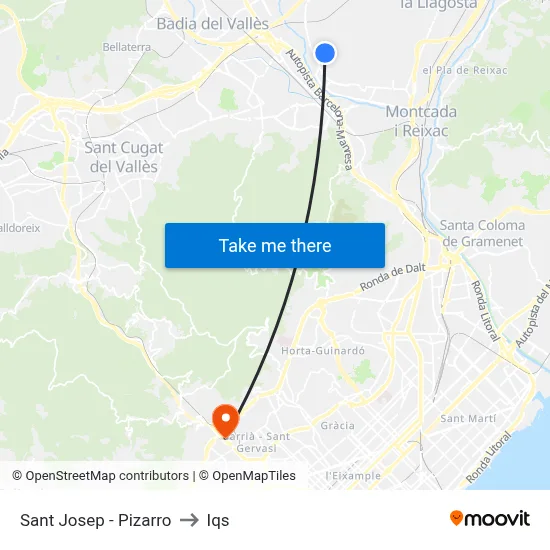 Sant Josep - Pizarro to Iqs map