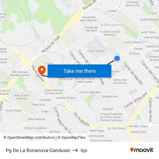Pg De La Bonanova-Ganduxer to Iqs map