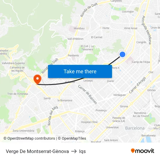 Verge De Montserrat-Gènova to Iqs map