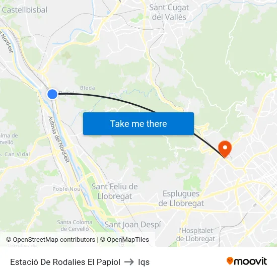 Estació De Rodalies El Papiol to Iqs map