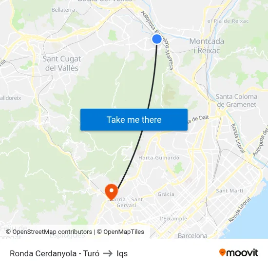 Ronda Cerdanyola - Turó to Iqs map