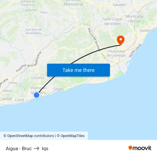 Aigua - Bruc to Iqs map